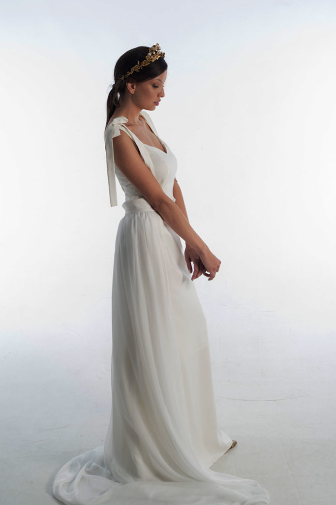 vestido de novia con lazada blanco